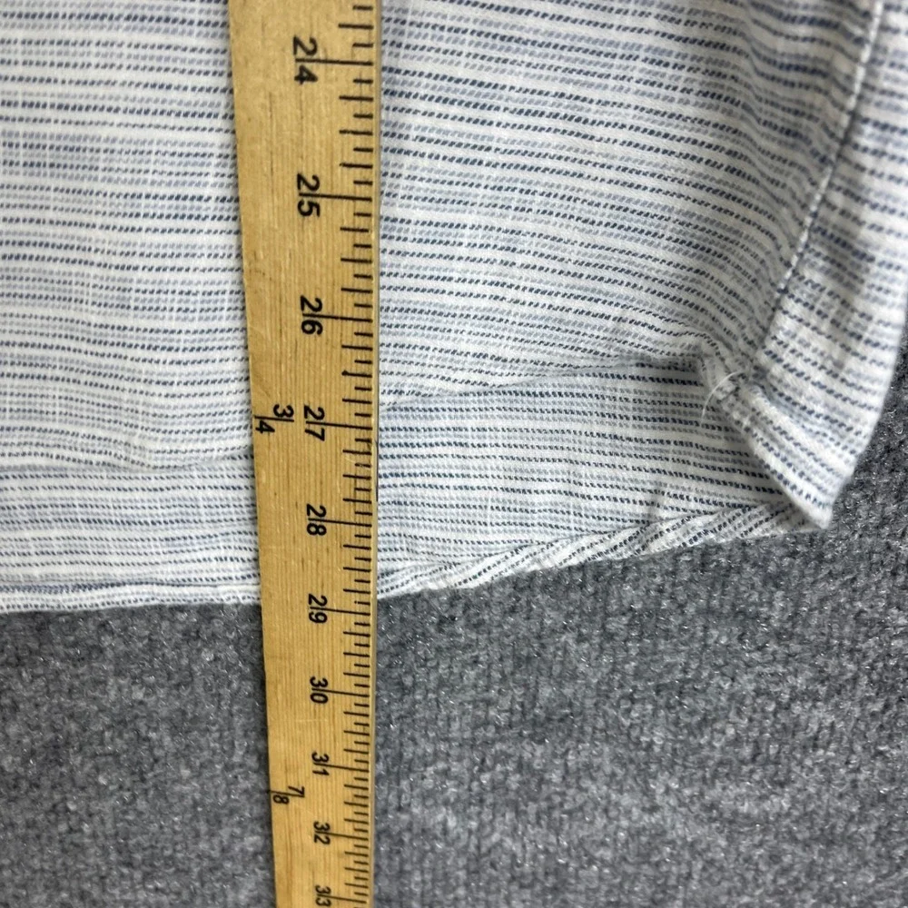 Marine Layer Button Down Shirt Mens Large White Excellent Short Sleeve Striped
